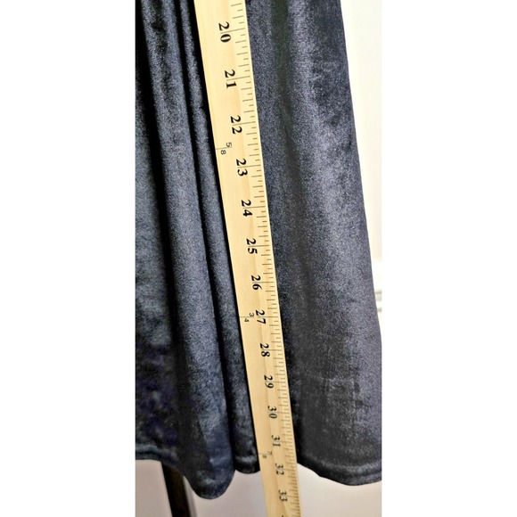 TCEC Women's M Black Mini Dress Spaghetti Straps Bow Pockets Smocking Velour - Picture 16 of 16